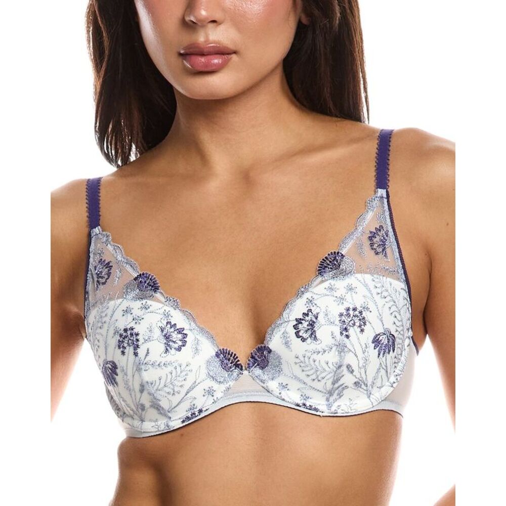 Passionata Womens  Chloe Wired Plunge Embroidered T-Shirt Bra, Purple